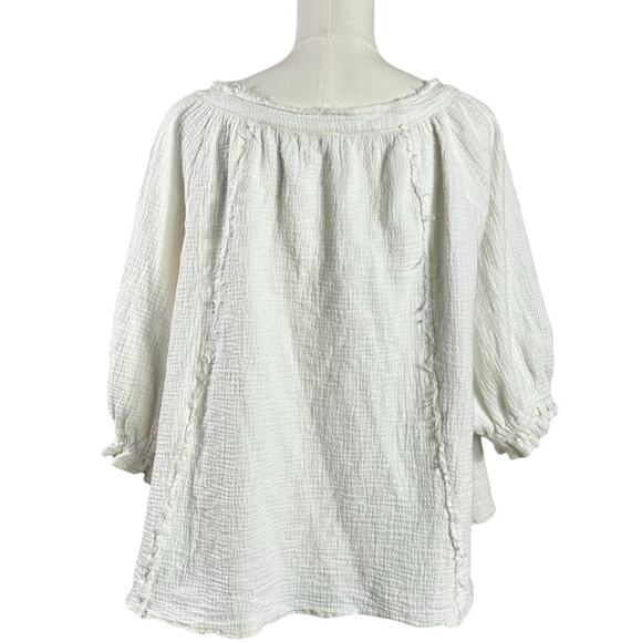 Free People Bohemian Gauze Lucy Solid Swing Top in White Size XL Cottage - Picture 11 of 16